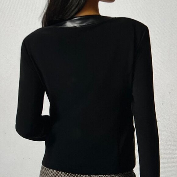 JOSEPH RIBKOFF Black Faux Leather Jacket Style 233240 Size 8 - Picture 2 of 8